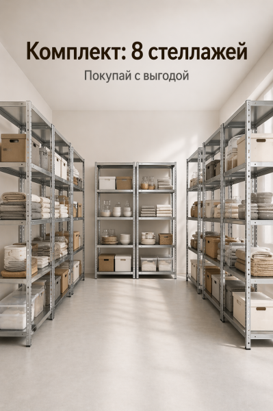 Комплект: 8 стеллажей АТЛАНТ ГРЕЙ